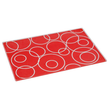 PLANCHE A DECOUPER EN VERRE 30  X 20 CM ROUGE MOTIFS PAS DE LAVE VAISSELLE