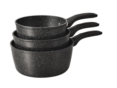 ENSEMBLE DE 3 CASSEROLES "ALUMINIUM FORGÉ"   Ø14-16-18 CM - TOUS FEUX **2026**