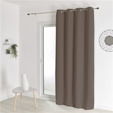 RIDEAU OBSCURCISSANT UNI TAUPE   140 LX200  H A OEILLETS