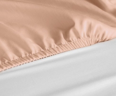 DRAP HOUSSE 1 PLACE  90 X 190 SAUMON POLY/COTON BONNET 22CM