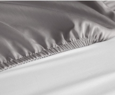 DRAP HOUSSE 2 PLACES  140 X 190 GRIS POLY/COTON BONNET 22CM Made in EU