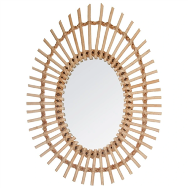 MIROIR OVAL EN ROTIN  43X58