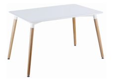 TABLE BOIS 120X80 CAROLAND - PLATEAU BLANC - PIEDS BOIS