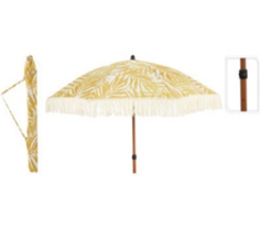 PARASOL Ø1.8 M FEUILLES JAUNES NON INCLINABLE 180 gr/m² - 8 BALEINES + HOUSSE KO
