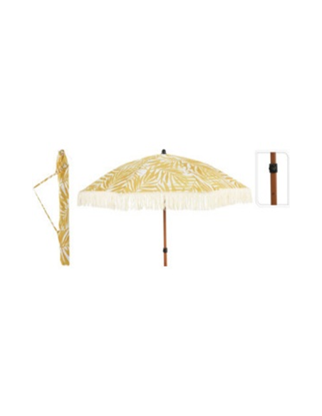 PARASOL Ø1.8 M FEUILLES JAUNES NON INCLINABLE 180 gr/m² - 8 BALEINES + HOUSSE KO