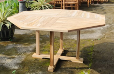 TABLE TECK OCTOGONALE  Ø140 CM