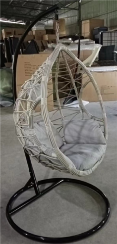 BALANCELLE SUSPENDUE "QS" TUBE NOIR & ASSISE GRIS CLAIR+COUSSIN