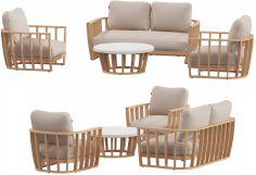 SALON COMPLET LEMINDO - 1 CANAPE + 2 FAUTEUILS + 1 TABLE BASSE