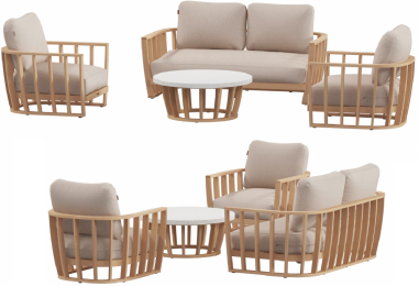 SALON COMPLET LEMINDO - 1 CANAPE + 2 FAUTEUILS + 1 TABLE BASSE