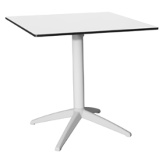 TABLE CAFE 60X60CM PIED FIXE BLANC PLATEAU PHENOLIQUE BLANC Made in EU