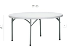 TABLE PLIANTE BEETHOVEN  BLC  Ø180CM.  H 74. CM - RECEPTION Made in EU