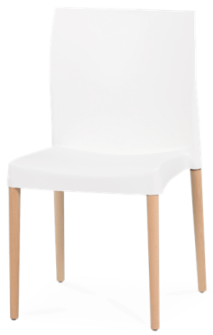 CHAISE  ELITE SARA BLANC EMPILABLE  -  PIED BOIS  Made in EU