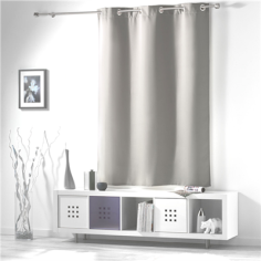 RIDEAU OBSCURCISSANT UNI GRIS  CLAIR 100 LX130 H A OEILLETS