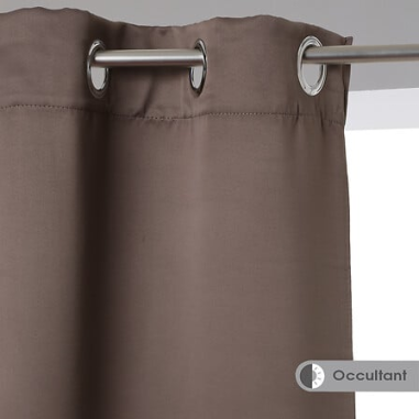 RIDEAU OBSCURCISSANT TAUPE 130 LX 136 H A OEILLETS