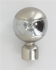 EMBOUT X 2 "BOULE/GLOBE"   POUR TRINGLES -NIKEL BROSSE- Ø 20MM