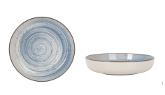 ASSIETTE CREUSE/BOL 23CM  FAIENCE MAITRE BLEU NORDIQUE