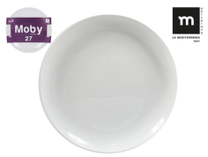ASSIETTE PLATE 27 CM MOBY PORCELAINE BLANCHE