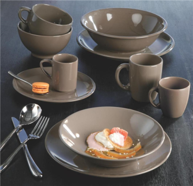 ASSIETTE DESSERT FAIENCE    TAUPE 19 CM  - VITA  ***ESP***