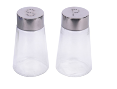 SET SALIERE ET POIVRIERE  EN VERRE BOUCHON INOX