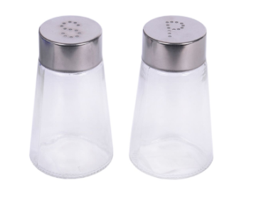 SET SALIERE ET POIVRIERE  EN VERRE BOUCHON INOX