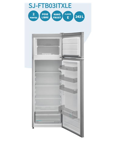 REFRIGERATEUR CONGEL.SILVER SHARP H160 CM -243L 201L+42L SJFTB03ITXLE