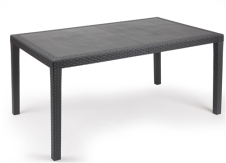 TABLE PRINCE 150 X 90 CM  ANTRACITE EFFET ROTIN Made in EU