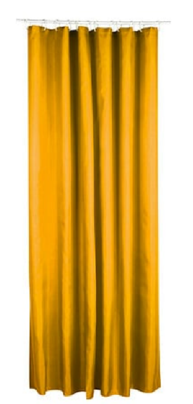 RIDEAU DE DOUCHE JAUNE POLYESTER - LAVABLE EN MACHINE