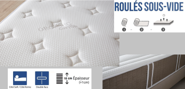 MATELAS 80 X 190 -18 cm d'épaisseur - 35K-  ROULÉ SOUS VIDE