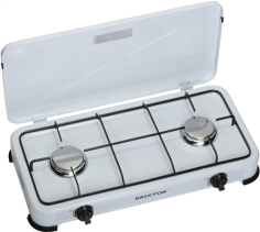 RECHAUD A GAZ - 2 FEUX AVEC COUVERCLE BLANC
