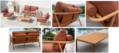 SALON DE JARDIN HAVANA 4 PCS ALUMINIUM BOIS TERRACOTA **DISPO MARS/AVRIL**