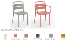 CHAISE COMO DARK GREY  - IN / OUT - EMPILABLE Made in EU