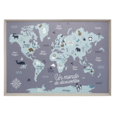 TABLEAU CARTE DU MONDE 70XH50CM   ENFANT  1588