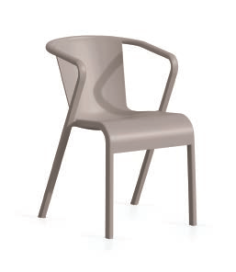 FAUTEUIL LISA TAUPE - POLYPRO - FIBRE VERRE EMPIL Made in EU