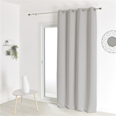 RIDEAU OBSCURCISSANT UNI GRIS  CLAIR 140 LX200  H A OEILLETS