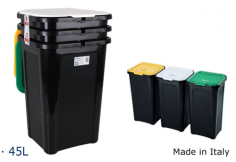 POUBELLE 45L TRI SELECTIF 3 CASES 38.5X34.5XH54.5CM Made in EU