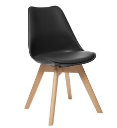 CHAISE BOYA NOIR PIED COMPAS HETRE