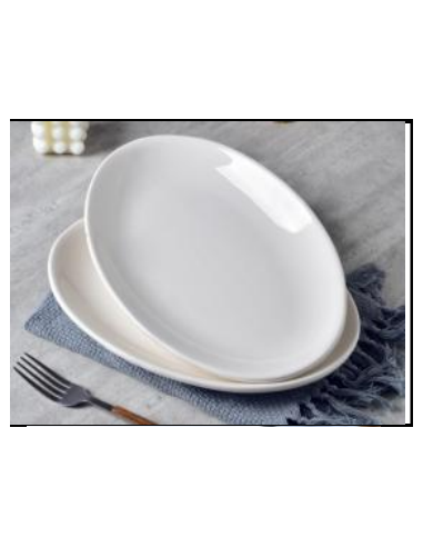 PLAT DE SERVICE OVALE 30.50 CM  ""SILDE"" PORCELAINE BLANCHE