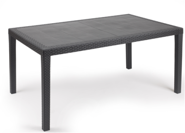 TABLE PRINCE 150 X 90 CM  ANTRACITE EFFET ROTIN Made in EU