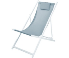 CHILIENNE METAL BLANC TOILE GRIS CLAIR