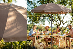 PARASOL Ø 2M POLYESTER  210gr/m2   TAUPE  - MAT Ø22-25