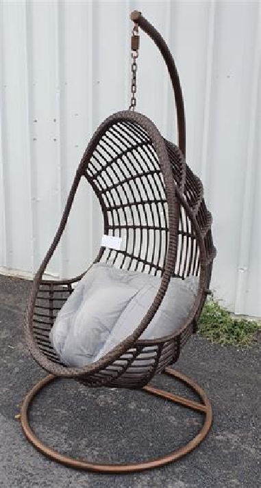 BALANCELLE SUSPENDUE "QS" TUBE & ASSISE MARRON + COUSSINS GRIS