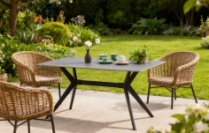 TABLE HERCULE CERAMIK GRIS MARBRE - 180x90CM