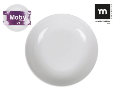 ASSIETTE CREUSE  21 CM  MOBY  PORCELAINE BLANCHE