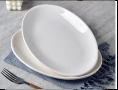 PLAT DE SERVICE OVALE 30.50 CM  ""SILDE"" PORCELAINE BLANCHE