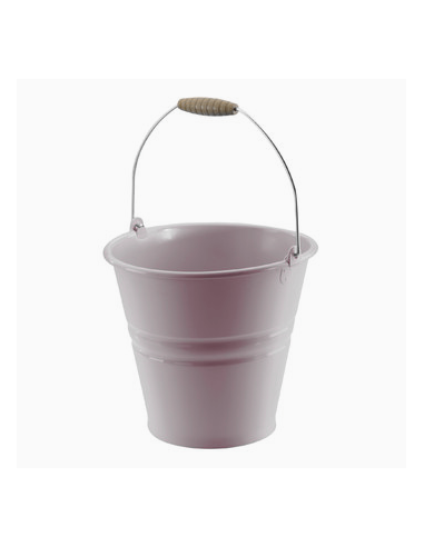 SEAU FER  ZINGUE  28 CM DIAMETRE 25CM HAUT  POIGNEE BOIS