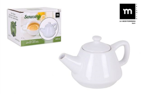 THEIERE EN PORCELAINE BLANCHE 300CC  16x10.5x9.8 SENECA