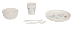SET BEBE PET RECYCLE 5P: ASSIETTE, BOL, VERRE, FOURCHETTE, CUILLERE