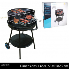 BARBECUE ROND- DIAM 45 CM   PIÈTEMENT SUR CHARIOT AVEC ROUES