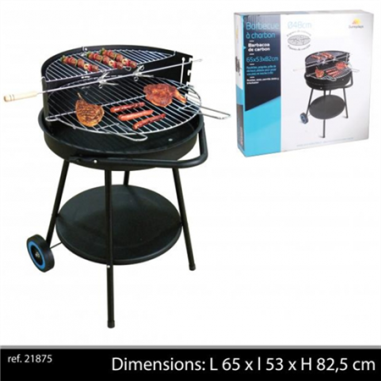BARBECUE ROND- DIAM 45 CM   PIÈTEMENT SUR CHARIOT AVEC ROUES