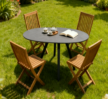 TABLE MATHILDE CERAMIK GRIS ANTHRACITE - Ø140 CM